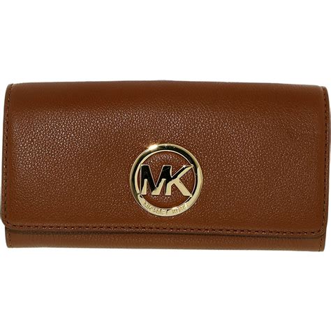 old michael kors wallets brown|Michael Kors brown leather wallet.